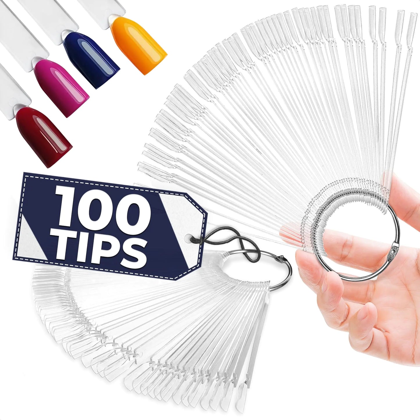 100Pcs Nail Swatch Templates for Acrylic Nails - Gel Nail Display Tips Nail Polish Swatch Templates Plastic Nail Tips Acrylic Nail Display Nail Tools - Nail Equipment Clear Nail Tips for Acrylic Nails
