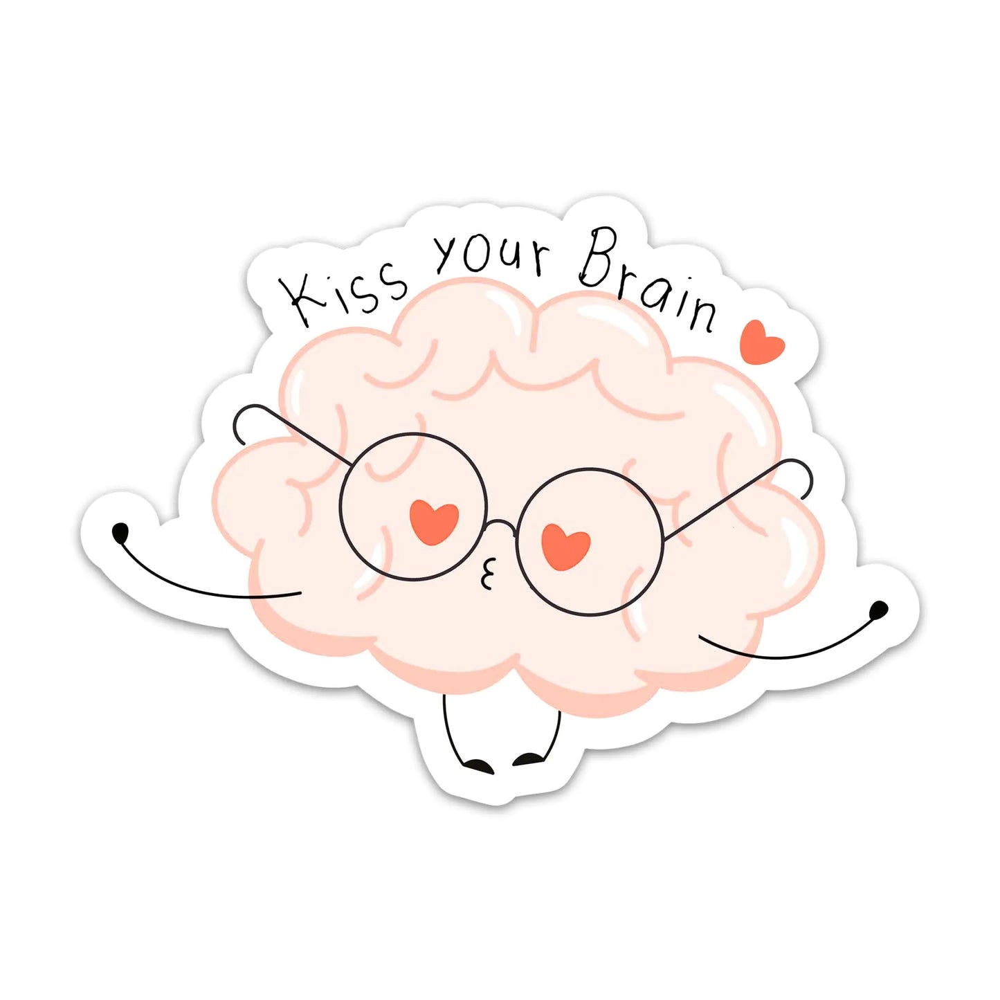 (3PCs) Kiss Your Brain Sticker - Cute Brain Mental Health Awareness Stickers - Vinyl Waterproof Self Care Decals for Laptop Water Bottle Tumbler Planner - Wellness Teacher Stickers (3 Inches)