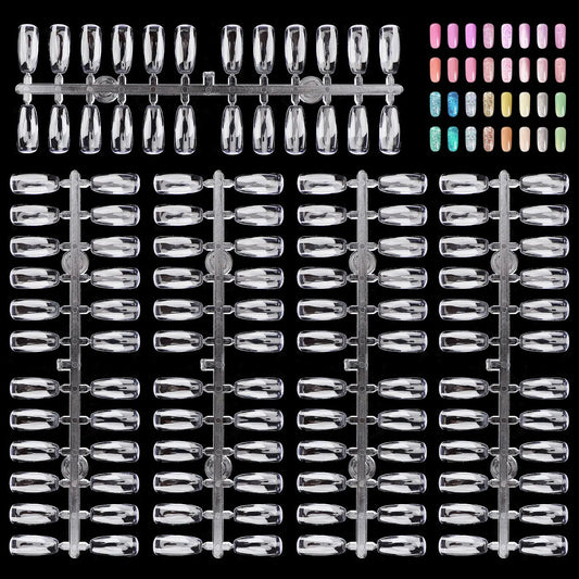 Segbeauty 720pcs Clear False Nail Tips Flat Square Fake Nail Art Tips for Nail Color Display Book Professional Practice False Nail Art Tips for Nail Polish Color Swatches Organizing Display Board