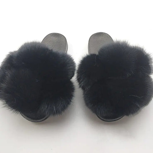 Women's European and American Style Colorful Fur Slippers