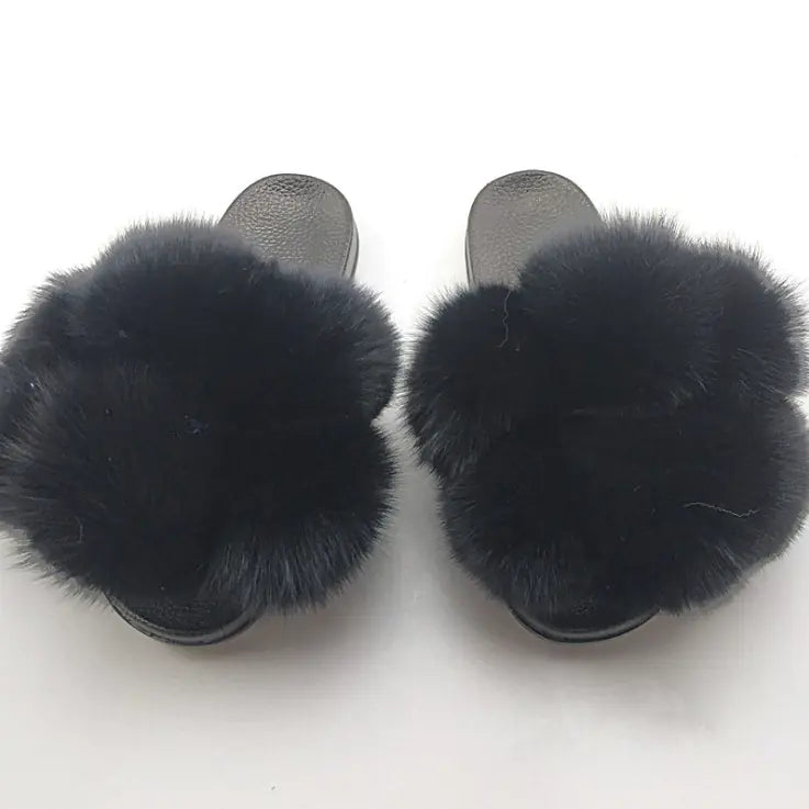 Women's European and American Style Colorful Fur Slippers