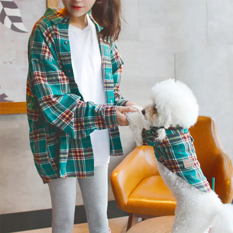 Matching Pet Parent Plaid Shirts Set
