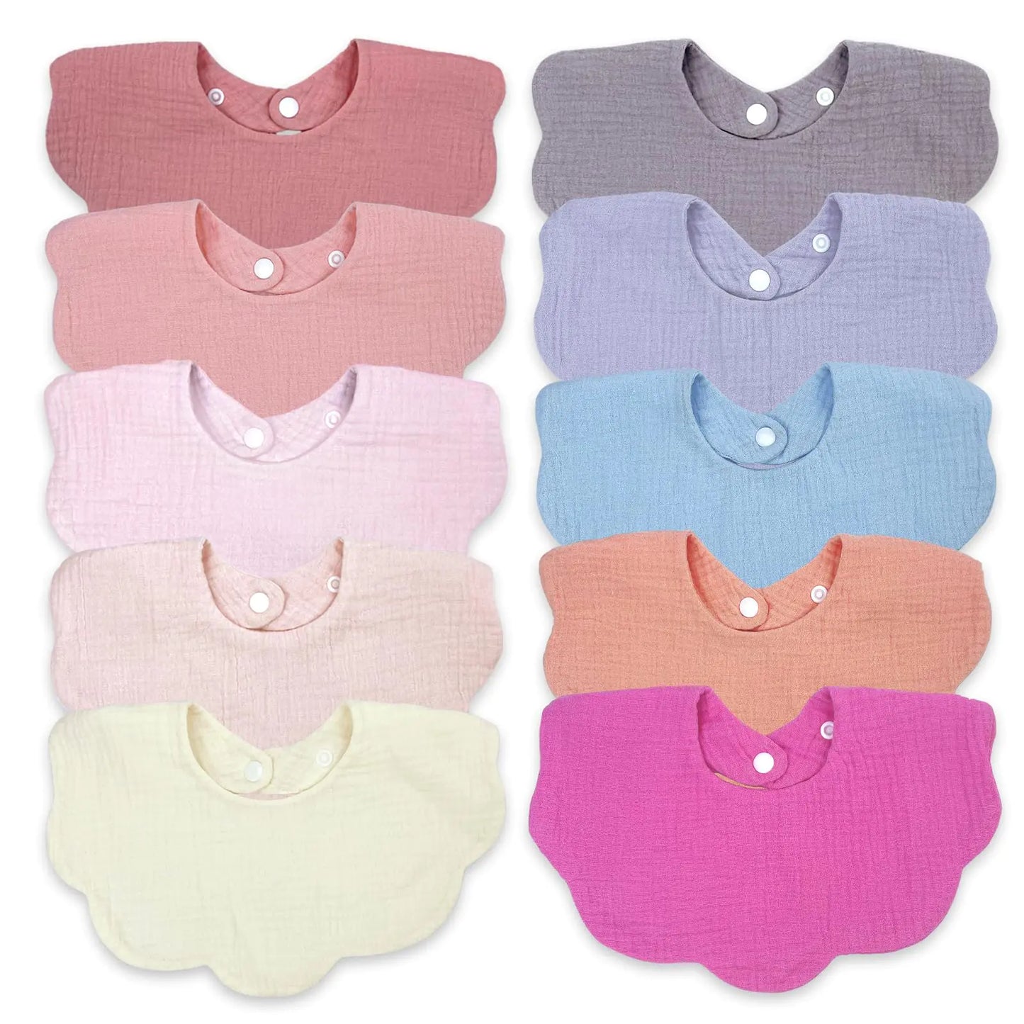 EllieHouse Baby Bibs for Girls Boys 10 Pack Muslin Bibs Drooling Teething Bibs 4-Layer Muslin Cotton Absorbent Soft Muslin Baby Bibs for Baby Girls Boys Drool Teeth Bibs for Infant Toddler Gift