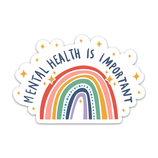 (3PCs) Mental Health is Important Sticker Rainbow Heart Mental Health Awareness Waterproof Vinyl Stickers for Laptop Water Bottle Tumbler Phone Self Care Decals for Adults Teens (3 Inches)